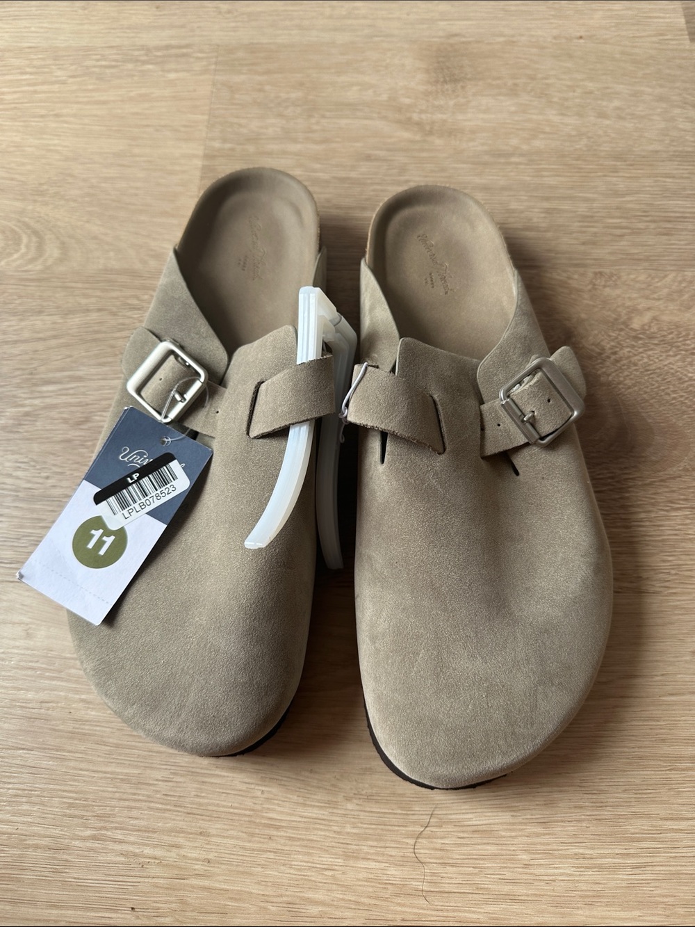 Universal Thread Beige Suede Buckle Clog Mules